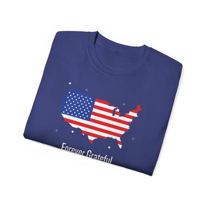 Forever Grateful Veterans Tee - Cotton Shirt for Memorial Day USA Flag Gift for Heroes