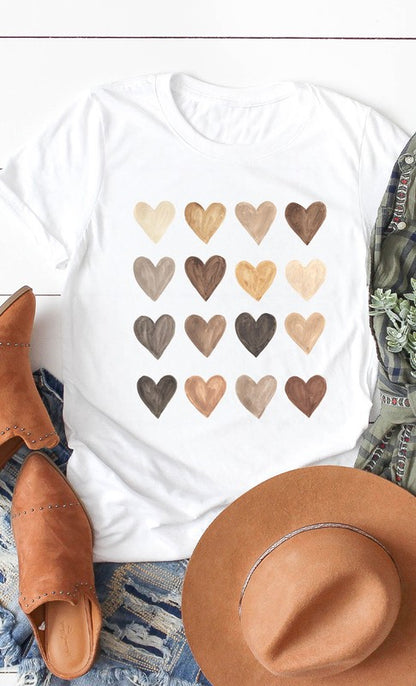 Neutral Heart Grid Graphic Tee PLUS - Aaria Tees