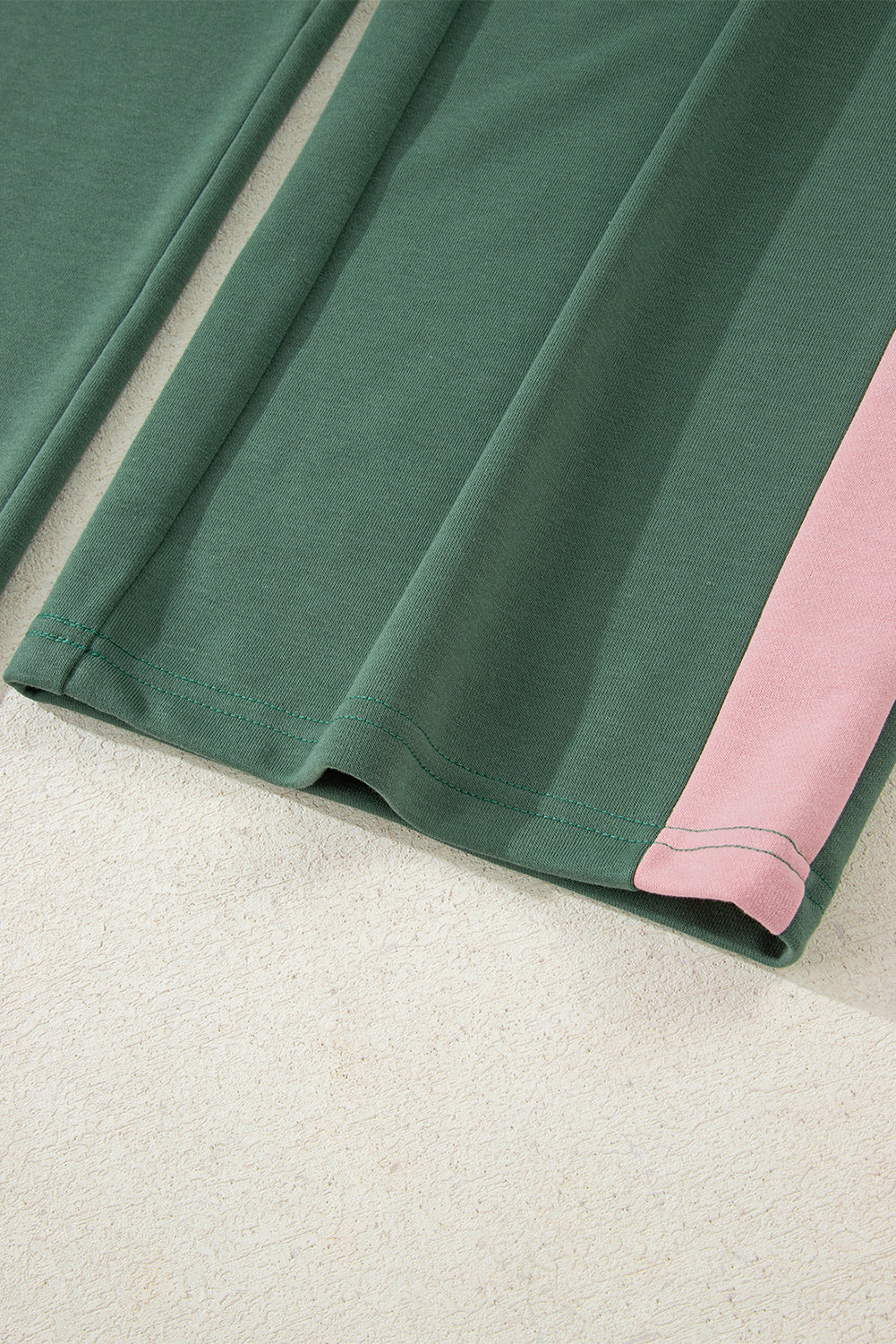 Light Pink 2pcs Color Block Pullover Loose Pant Set