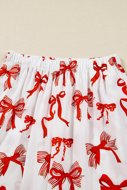 Christmas Bow Top and Pants Pajama Set