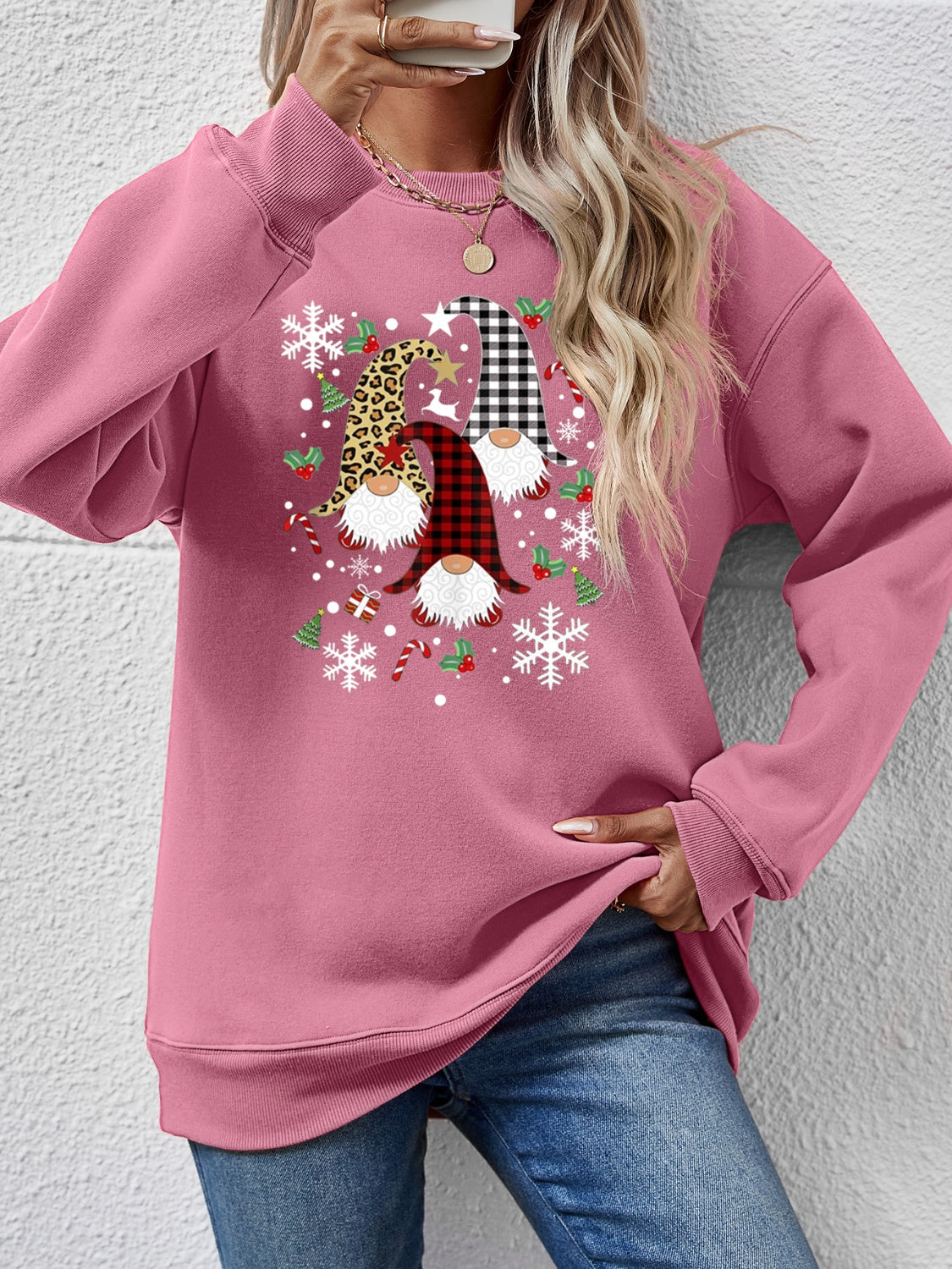 Faceless Gnomes Graphic Drop Shoulder Sweatshirt - Aaria Tees Aaria Tees
