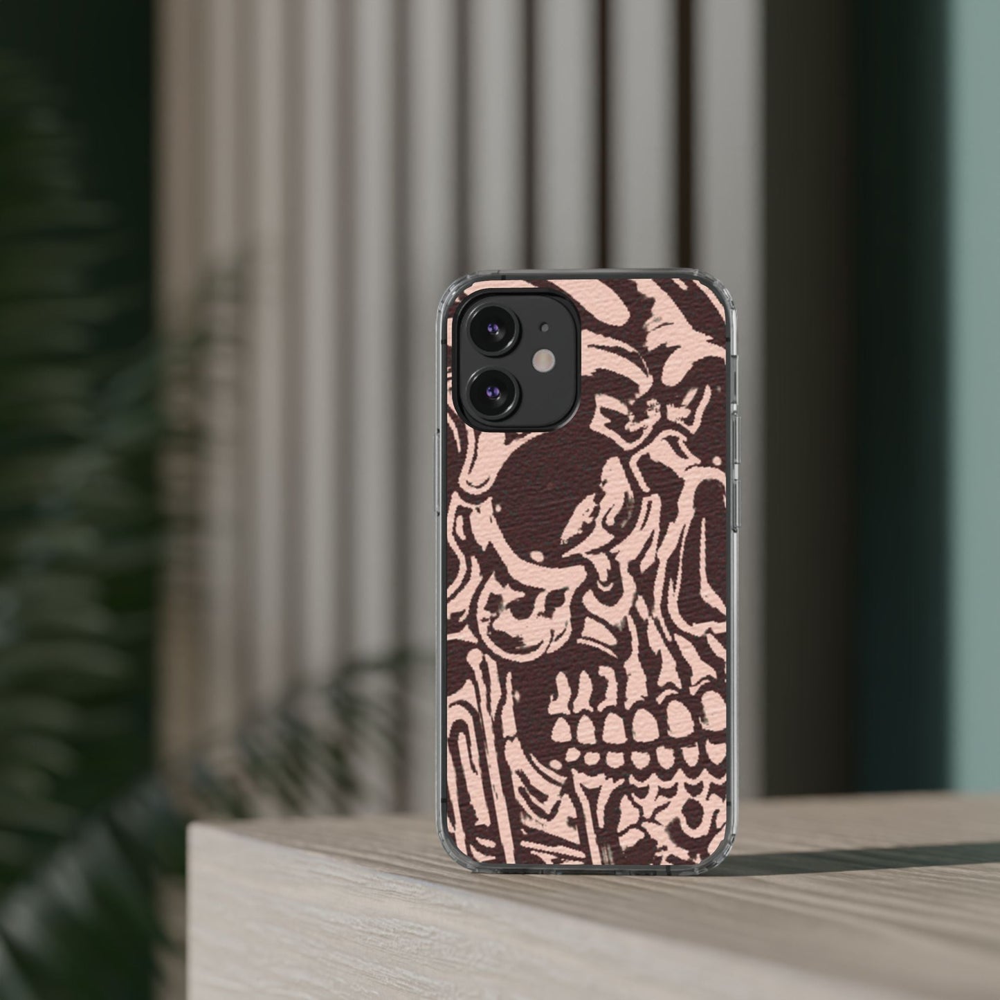 Gothic Abstract Skull Clear Phone Case