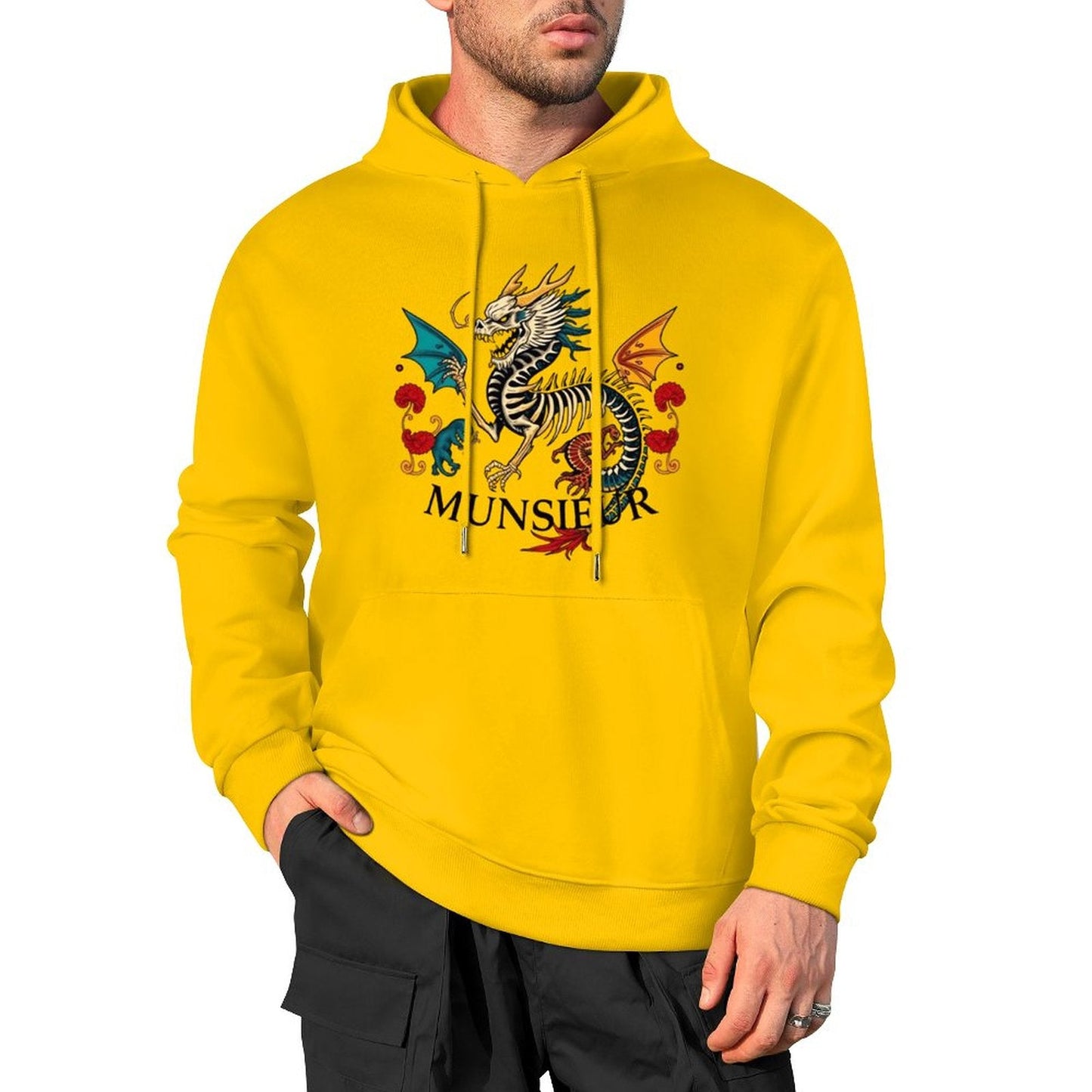 Munsieur Inferno Crest: Dragon Hoodie for Men