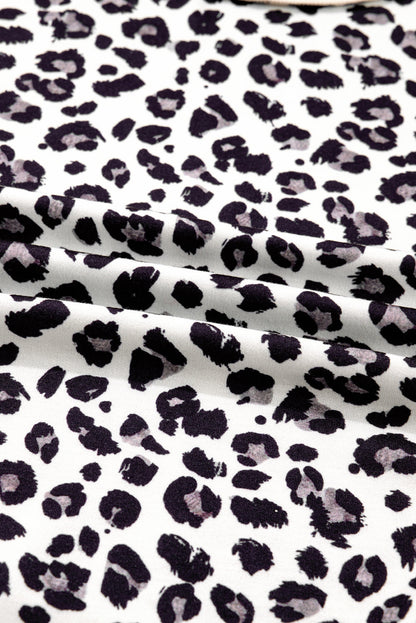 Plus Size Leopard Colorblock Patchwork Reverse Stitch Top