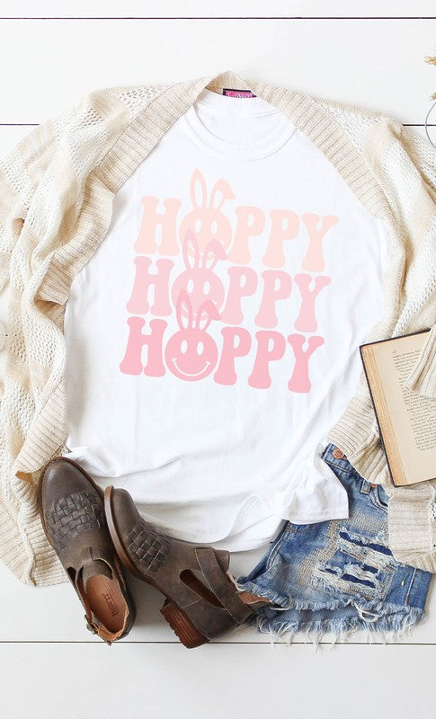 Happy Easter Smiley PLUS SIZE Graphic Tee - Aaria Tees