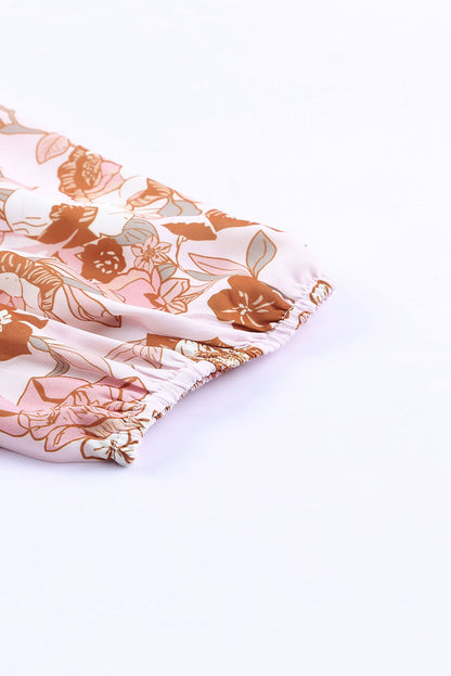 Sloan Floral Print Bow Knot Backless Square Neck Mini Dress - Aaria Tees