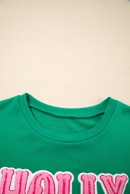 Christmas HOLLY JOLLY Towel Embroidered Holiday Sweatshirt