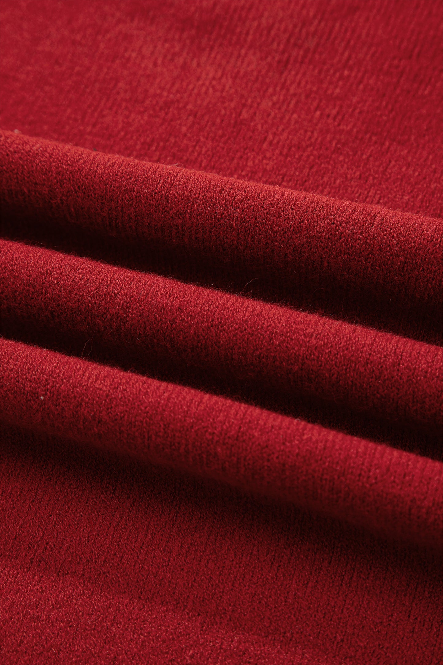 Racing Red Leopard Bow Decor Split Cuff Contrast Trim Sweater