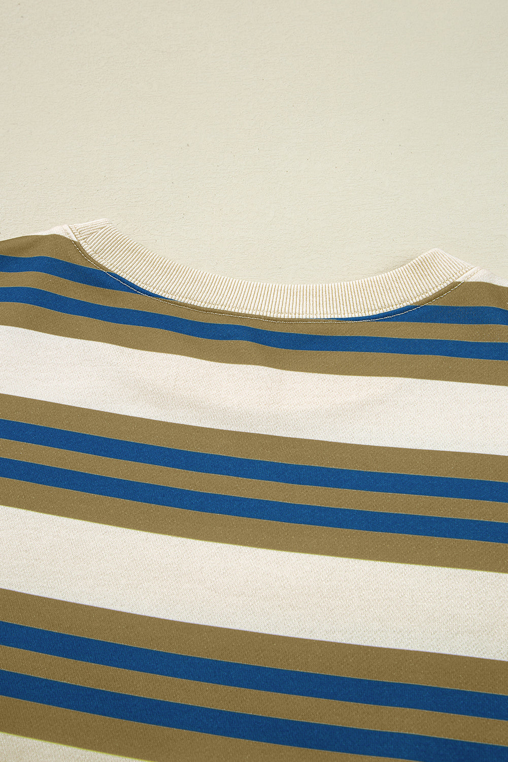 Brown Stripe Crew Neck Drop Shoulder Pullover Sweatshirt