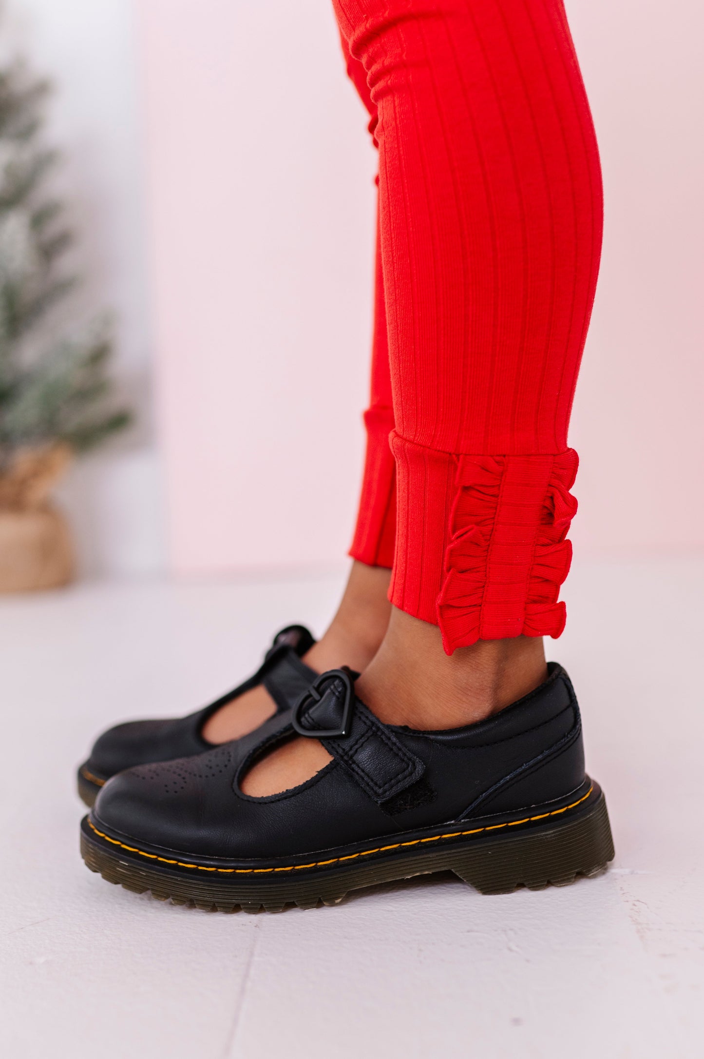 Holly Red | Ribbed SLIM LEGGINGS