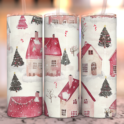 Cozy Christmas Village 20oz Stainless Steel Tumbler