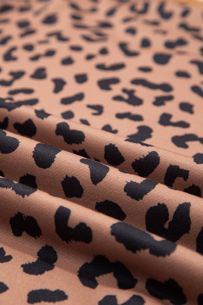 Plus Size Leopard Stripe Patchwork Side Slit Sweatshirt