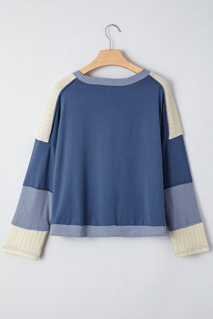 Colorblock Star Patchwork Long Sleeve Top