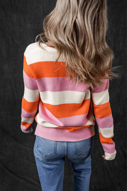 Laylani Stripe Casual Sweater Threaded Pear