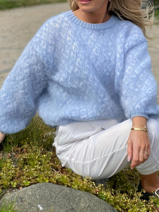 Cozy Light Blue Plus Size Soft Pullover Sweater