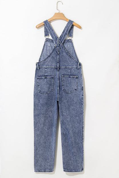 Piper Denim Straight Leg Jumpsuit with Pockets - Aaria Tees