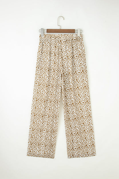 Leopard Drawstring Elastic Waist Pants
