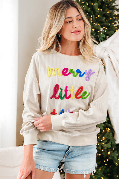 Merry Little Thing Ribbed Corduroy Long Sleeve Sweatshirt