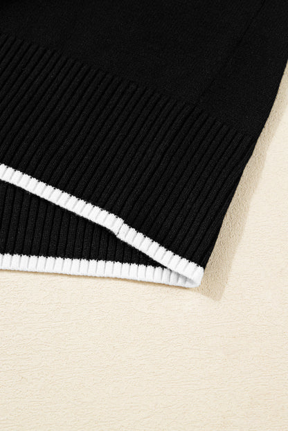 Bow Contrast Trim Long Sleeve Cropped Christmas Sweater