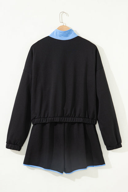 Colorblock Patchwork Pullover and Shorts Set