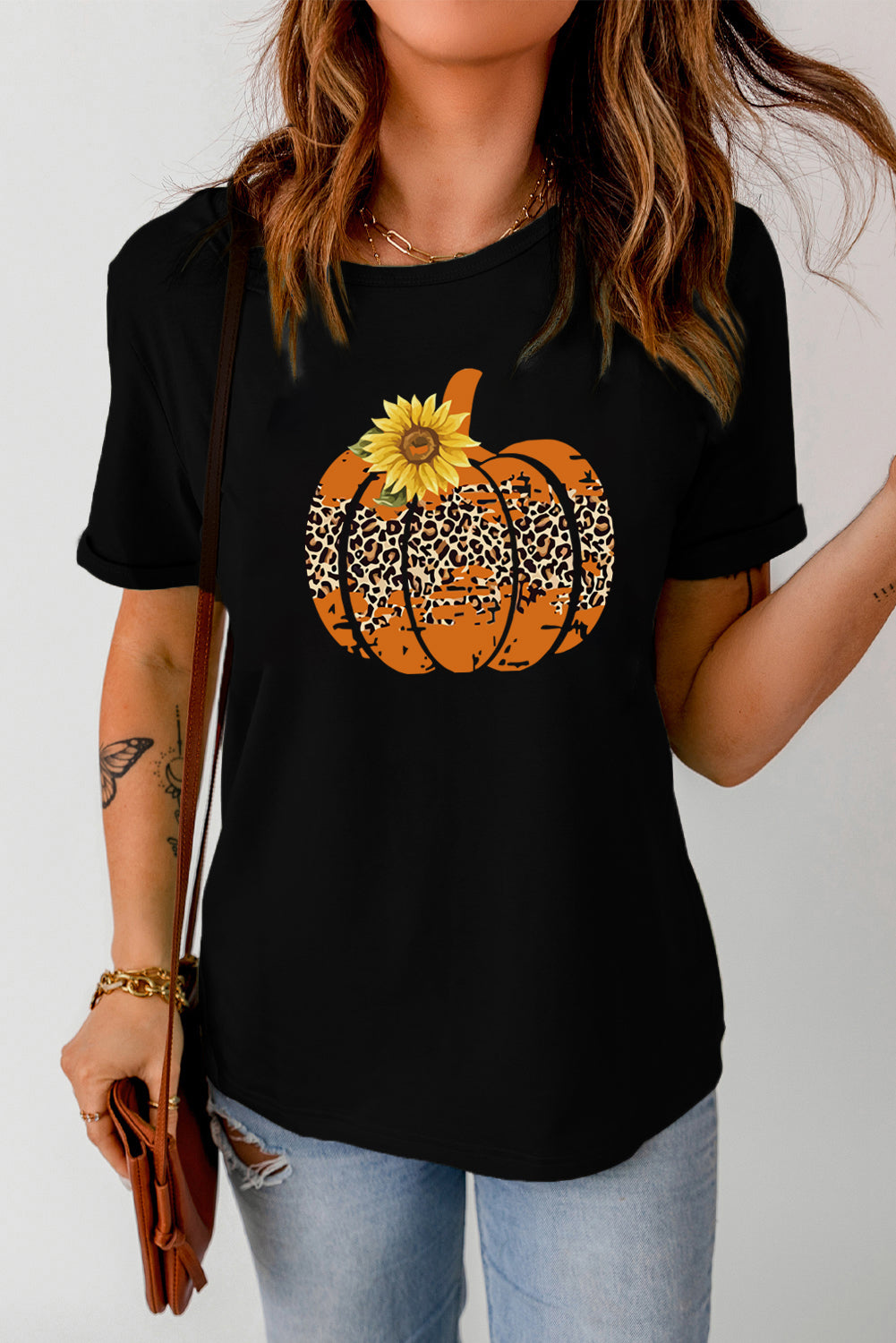 Floral Pumpkin Graphic Tee - Aaria Tees