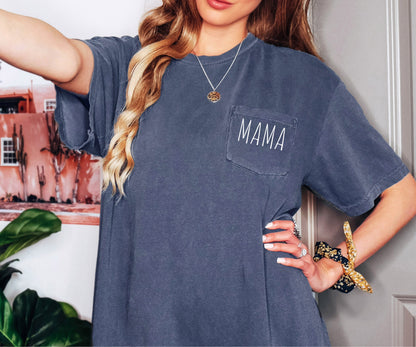 Mama Comfort Colors Pocket T Shirt (Cute)