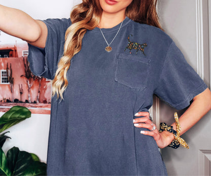 Cat Lover Kitty with flowers Comfort Colors Pocket T Shirt