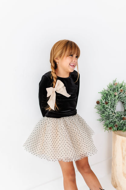 Black Velvet | Bow Back Long Sleeve Top