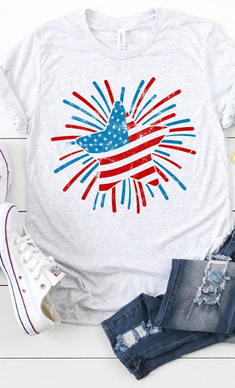 Retro Patriotic Star Graphic Tee - Aaria Tees