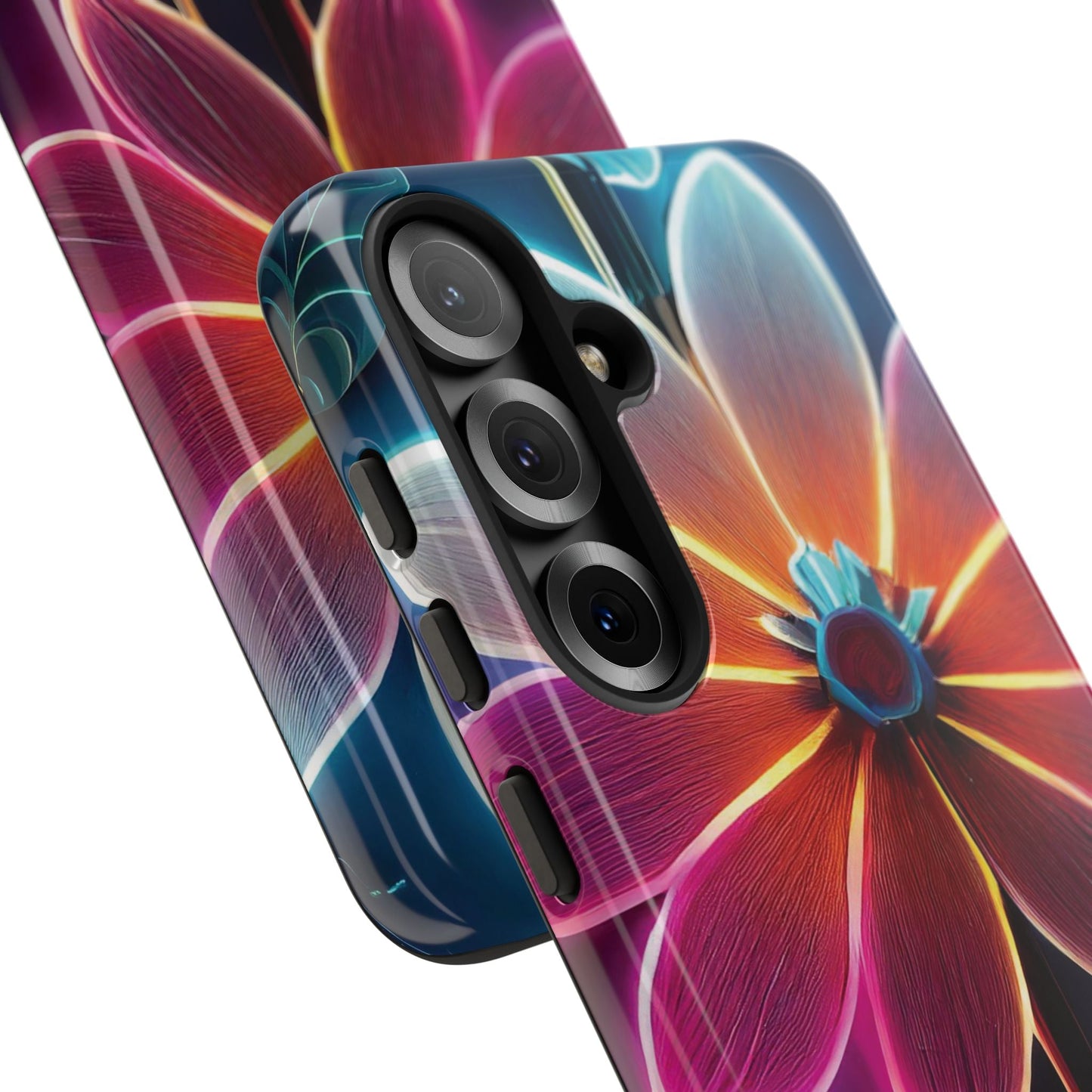 Vibrant Neon Flowers Tough Phone Case