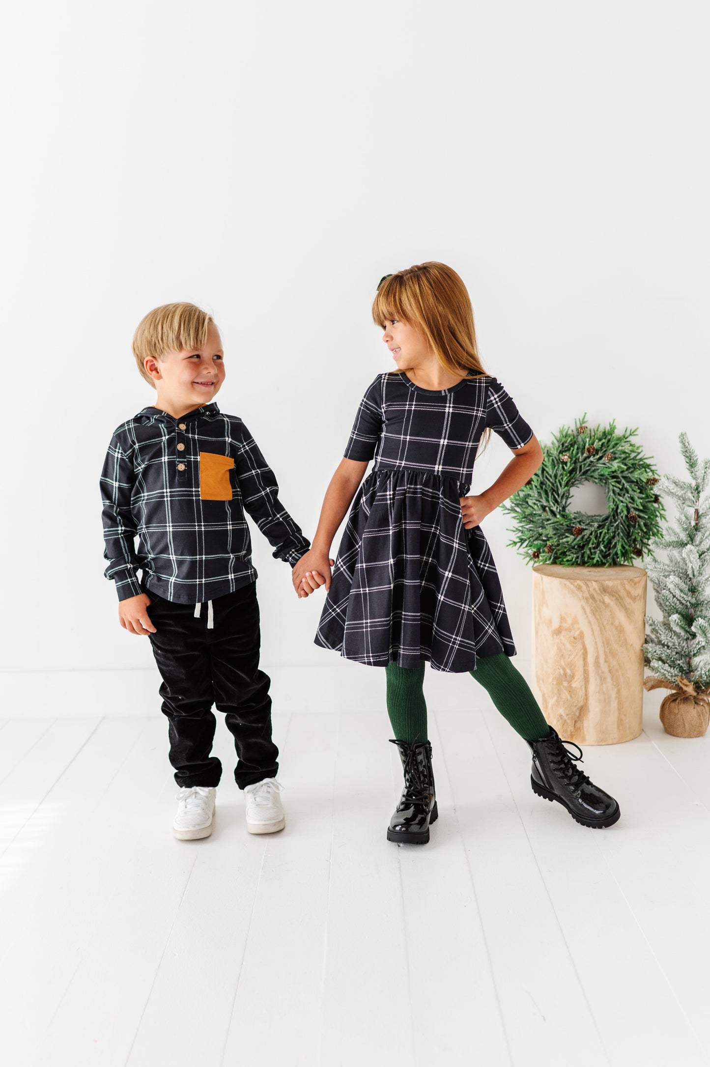 Black Plaid | Scoop Back Dress