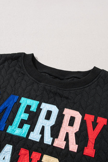 Christmas Merry And Bright Cable Knit Pullover Sweatshirt