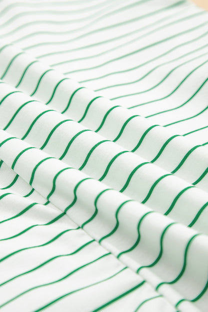 Stripe Ruffle Sleeve Crewneck T-Shirt Mini Dress