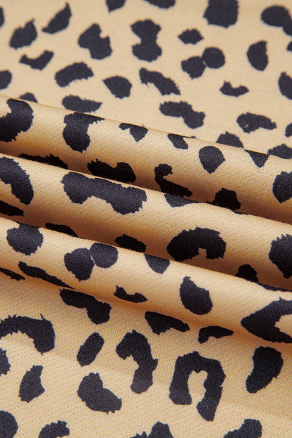 Plus Size Leopard Stripe Patchwork Side Slit Sweatshirt