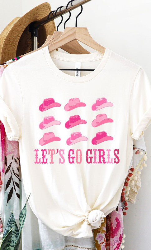 Lets Go Girls Cowgirl Hat Graphic Tee - Aaria Tees