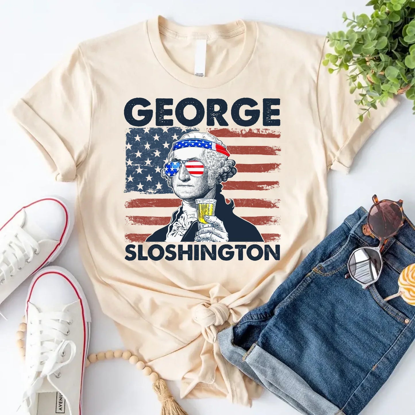 George Sloshington 4th of July Shirt – Washington Drinking Party Tee