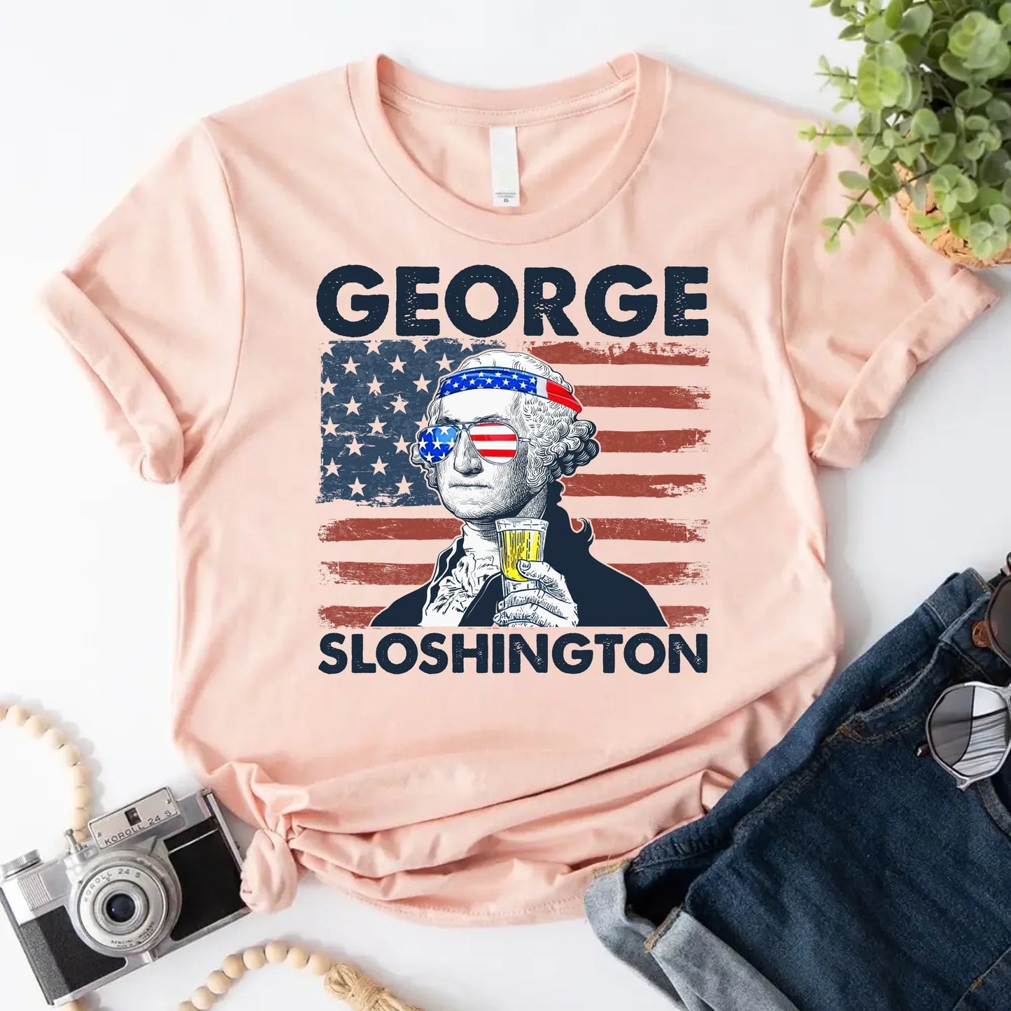 George Sloshington 4th of July Shirt – Washington Drinking Party Tee