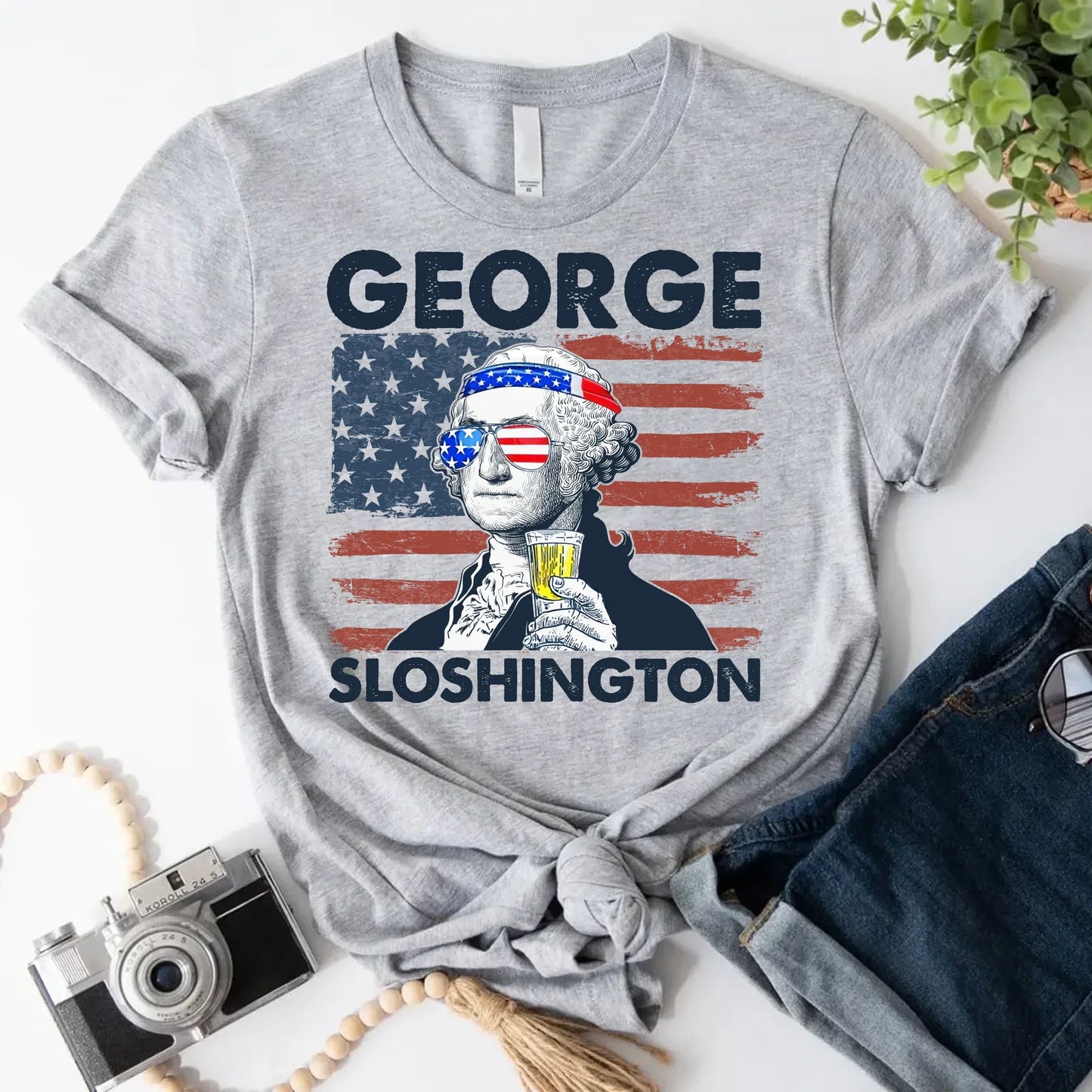 George Sloshington 4th of July Shirt – Washington Drinking Party Tee