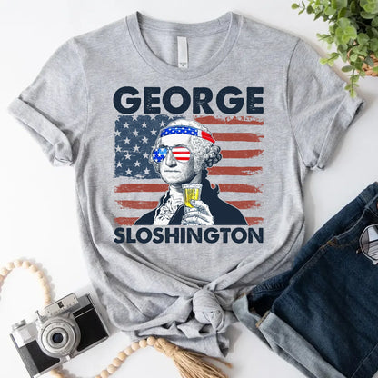 George Sloshington 4th of July Shirt – Washington Drinking Party Tee