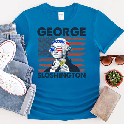 George Sloshington 4th of July Shirt – Washington Drinking Party Tee