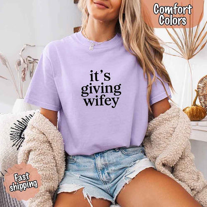 It’s Giving Wifey Comfort Colors Tee – Bride to Be or Wedding Gift Shirt