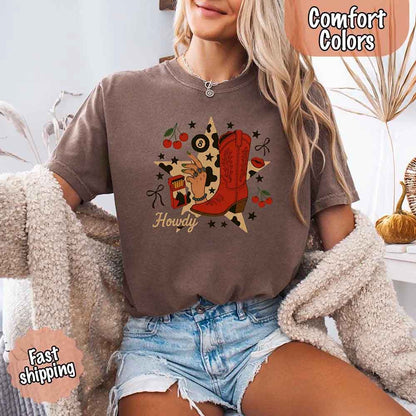 Howdy Cowgirl Star Collage Color Comfort Shirt