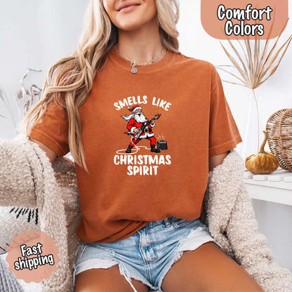 Smells Like Christmas Spirit Funny Santa Comfort Colors T-shirt