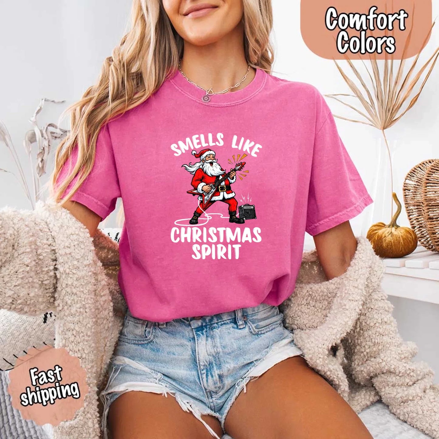 Smells Like Christmas Spirit Funny Santa Comfort Colors T-shirt