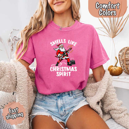 Smells Like Christmas Spirit Funny Santa Comfort Colors T-shirt