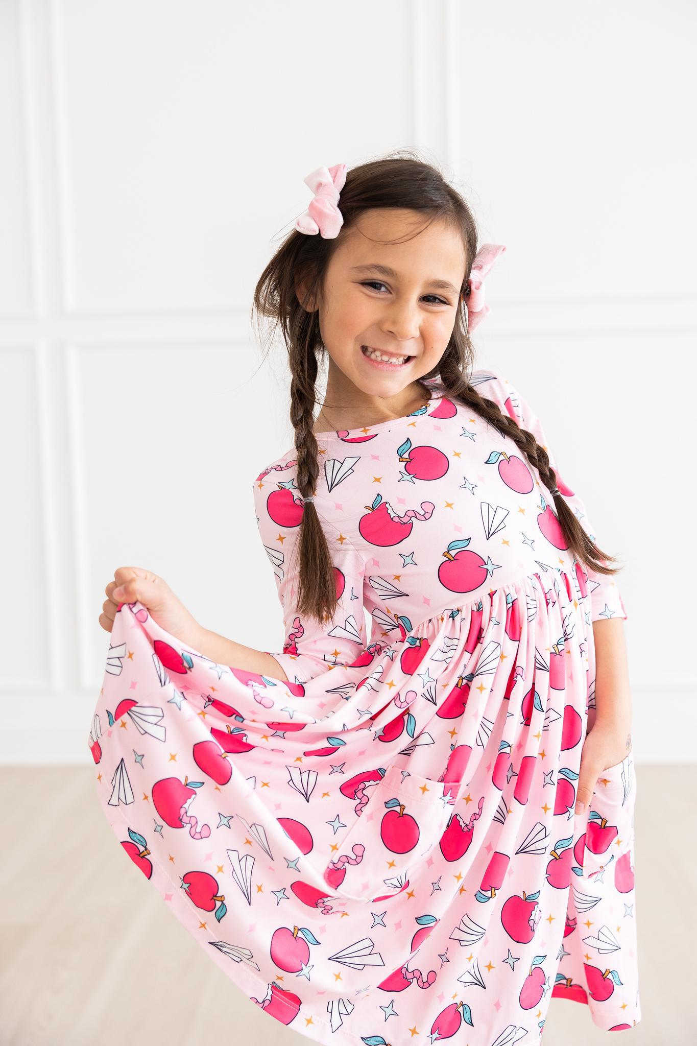 Star Student 3/4 Sleeve Pocket Twirl Dress