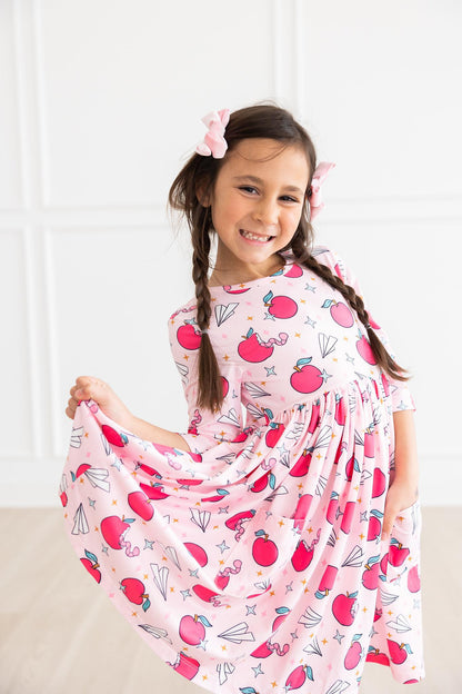 Star Student 3/4 Sleeve Pocket Twirl Dress