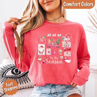Comfort Colors Long Sleeve Ho Ho Ho Tis The Season Christmas Shirt