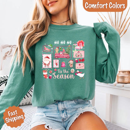 Comfort Colors Long Sleeve Ho Ho Ho Tis The Season Christmas Shirt