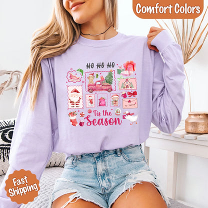 Comfort Colors Long Sleeve Ho Ho Ho Tis The Season Christmas Shirt